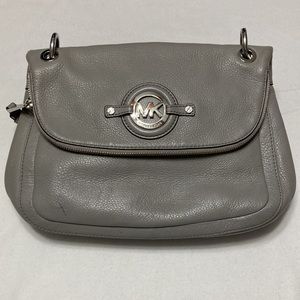 Gray Pebbled Leather Michael Kors Shoulder Bag